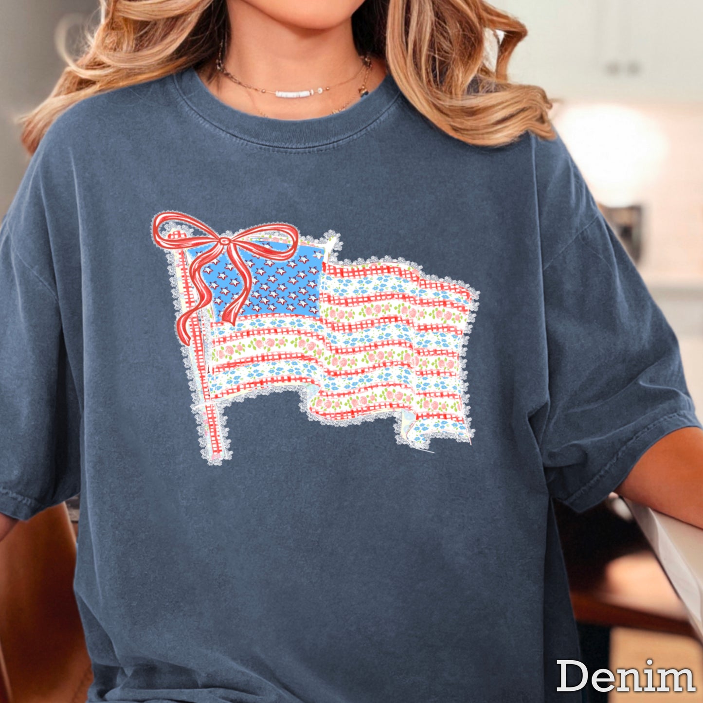 American Lace Flag Comfort Color Graphic Tee
