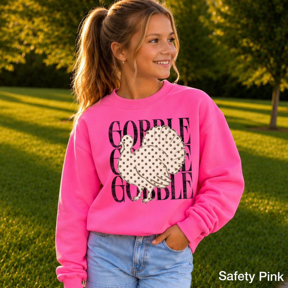 Gobble Thanksgiving Youth Crewneck Sweatshirt