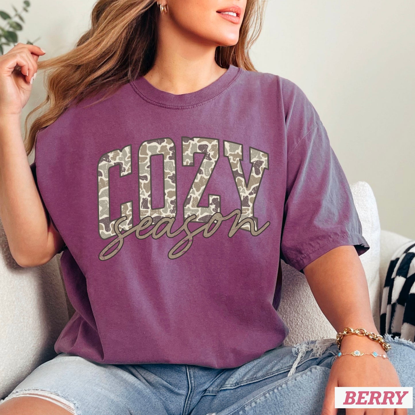 Camo Cozy Season Comfort Color Graphic Tee