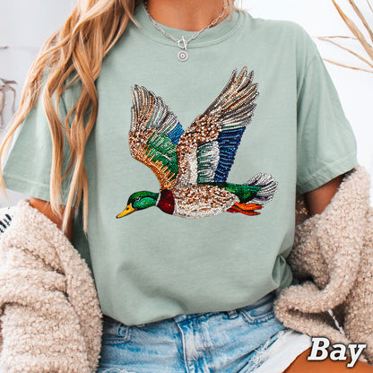 Faux Rhinestone Mallard Duck Comfort Color Graphic Tee