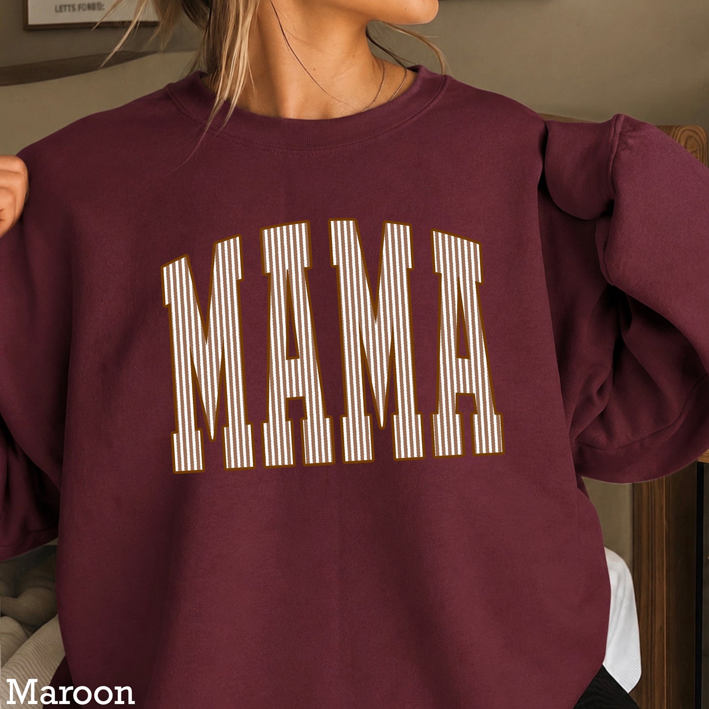 Mama Brown Seersucker Crewneck Sweatshirt