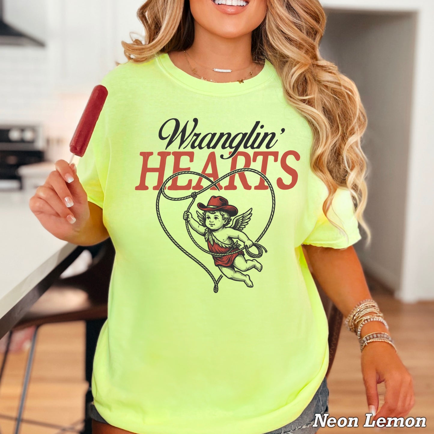 Wranglin Hearts Valentine’s Day Comfort Color Graphic Tee
