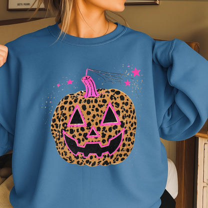 Leopard Pumpkin Halloween Crewneck Sweatshirt