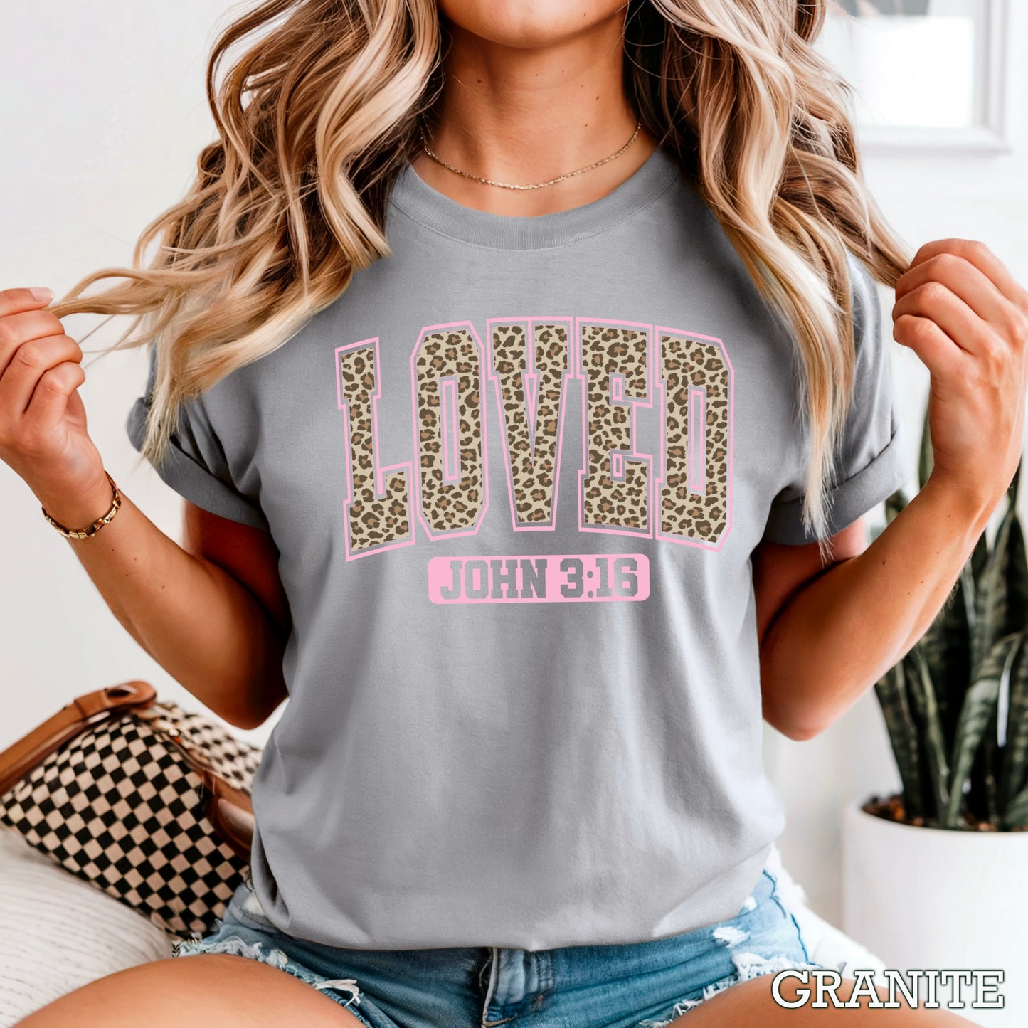 Leopard Loved John 3:16 Valentine’s Day Comfort Color Graphic Tee