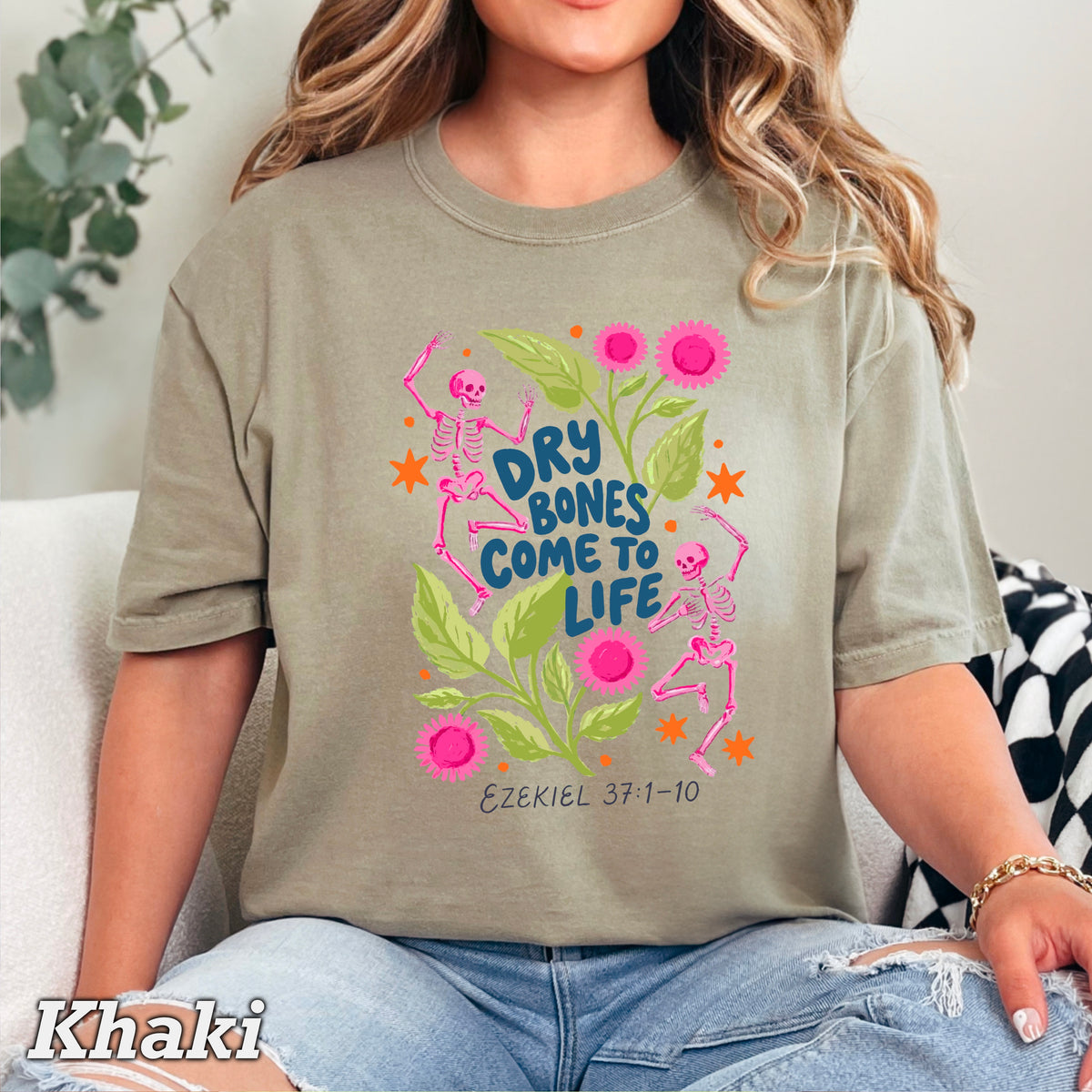 Dry Bones Come To Life Ezekiel 37 Navy Lettering Comfort Color Graphic Tee
