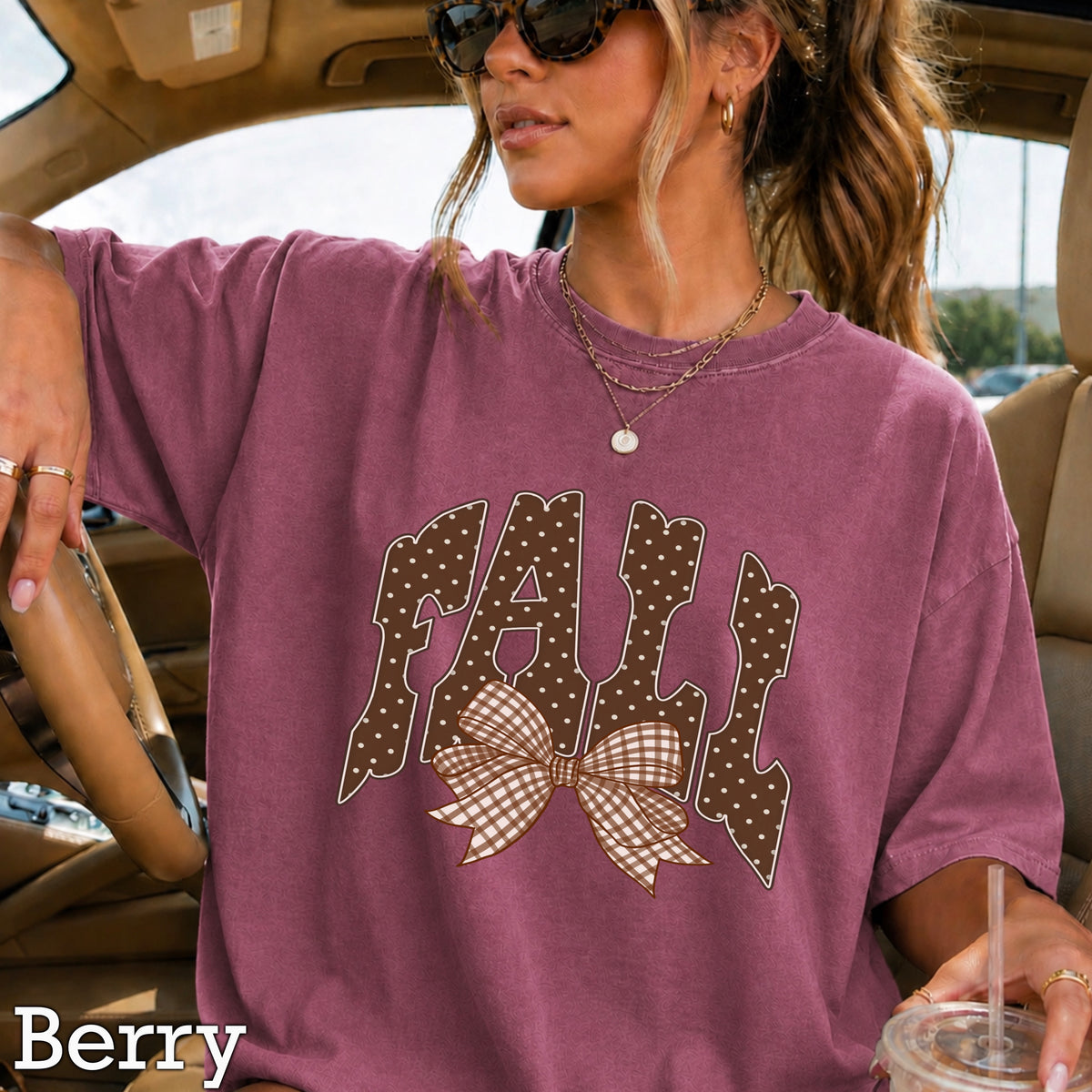 Fall Gingham Comfort Color Graphic Tee