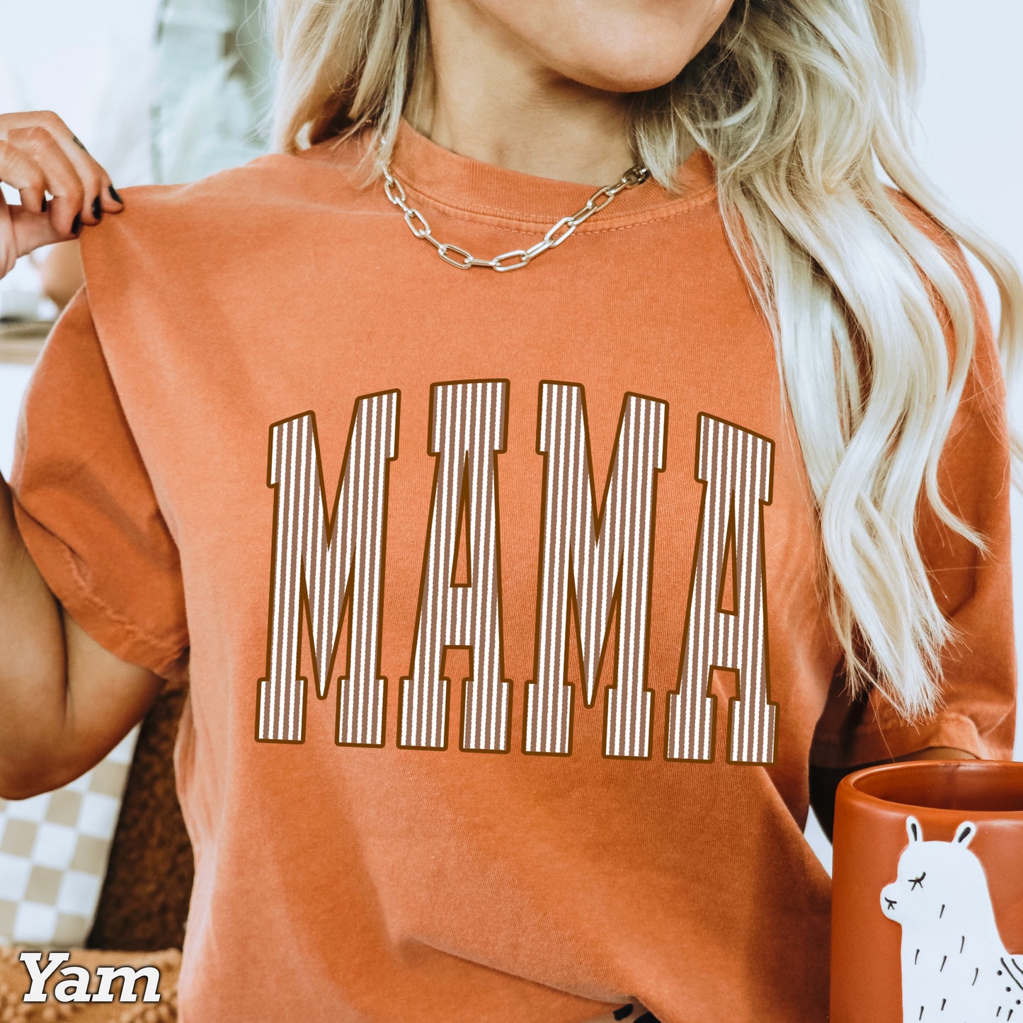 Mama Brown Seersucker Comfort Color Graphic Tee