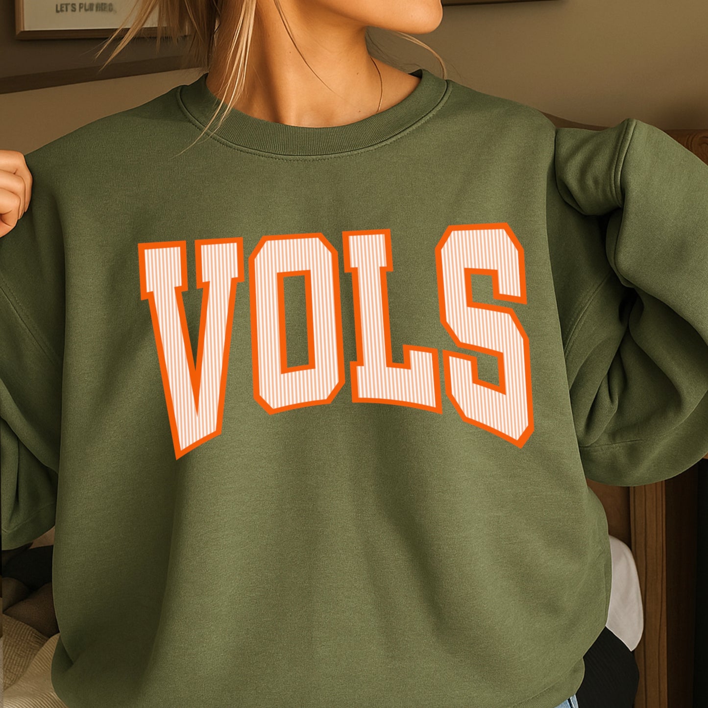 Orange & White College Game Day Crewneck Sweatshirt