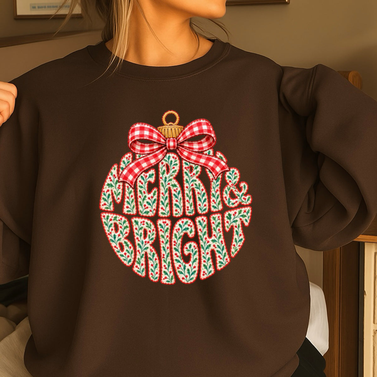 Merry & Bright Christmas Crewneck Sweatshirt