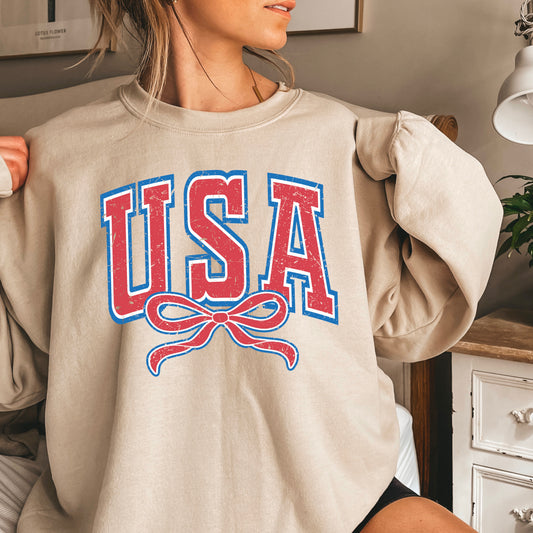USA Coquette Bow Crewneck Sweatshirt