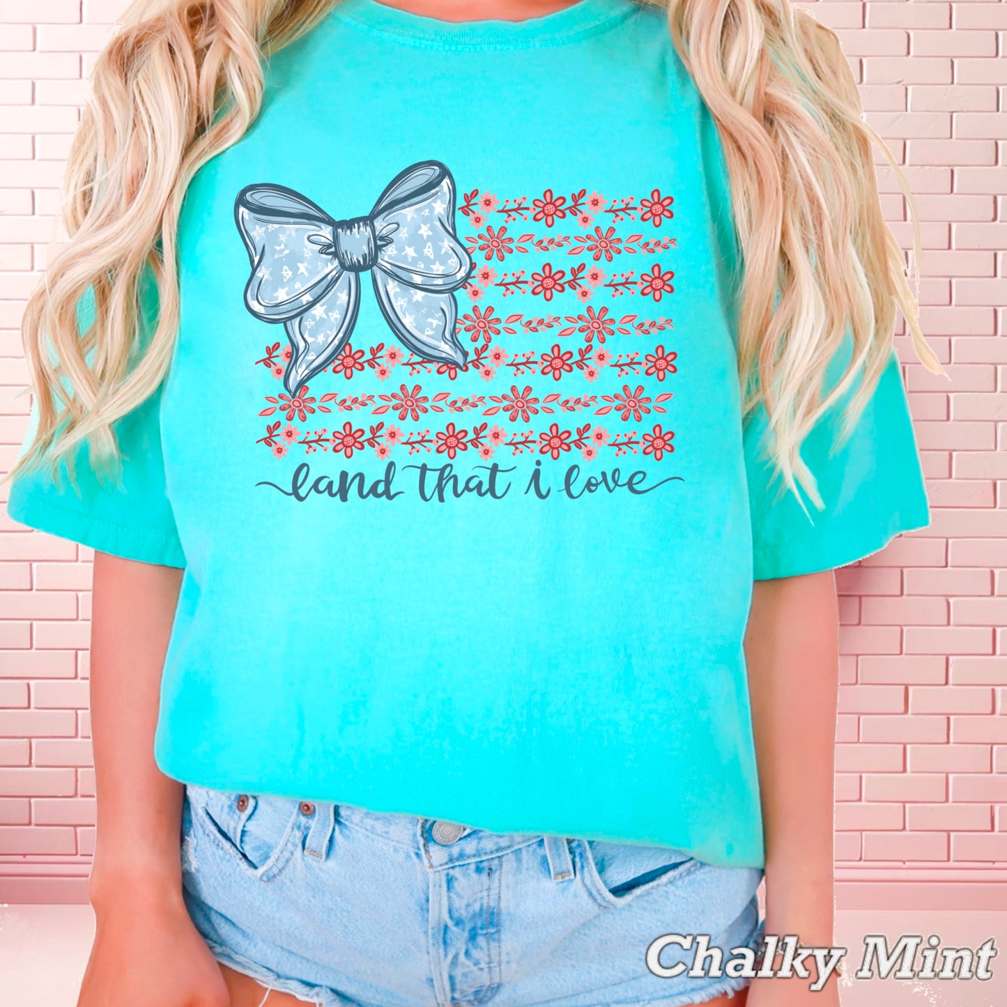 Land Of The Free Patriotic Comfort Color Graphic Tee