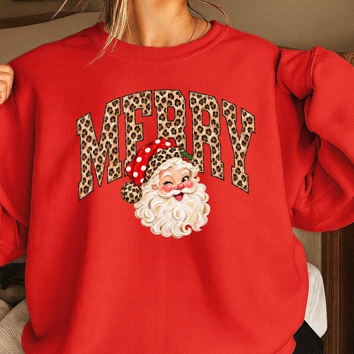 Leopard Merry Christmas Crewneck Sweatshirt