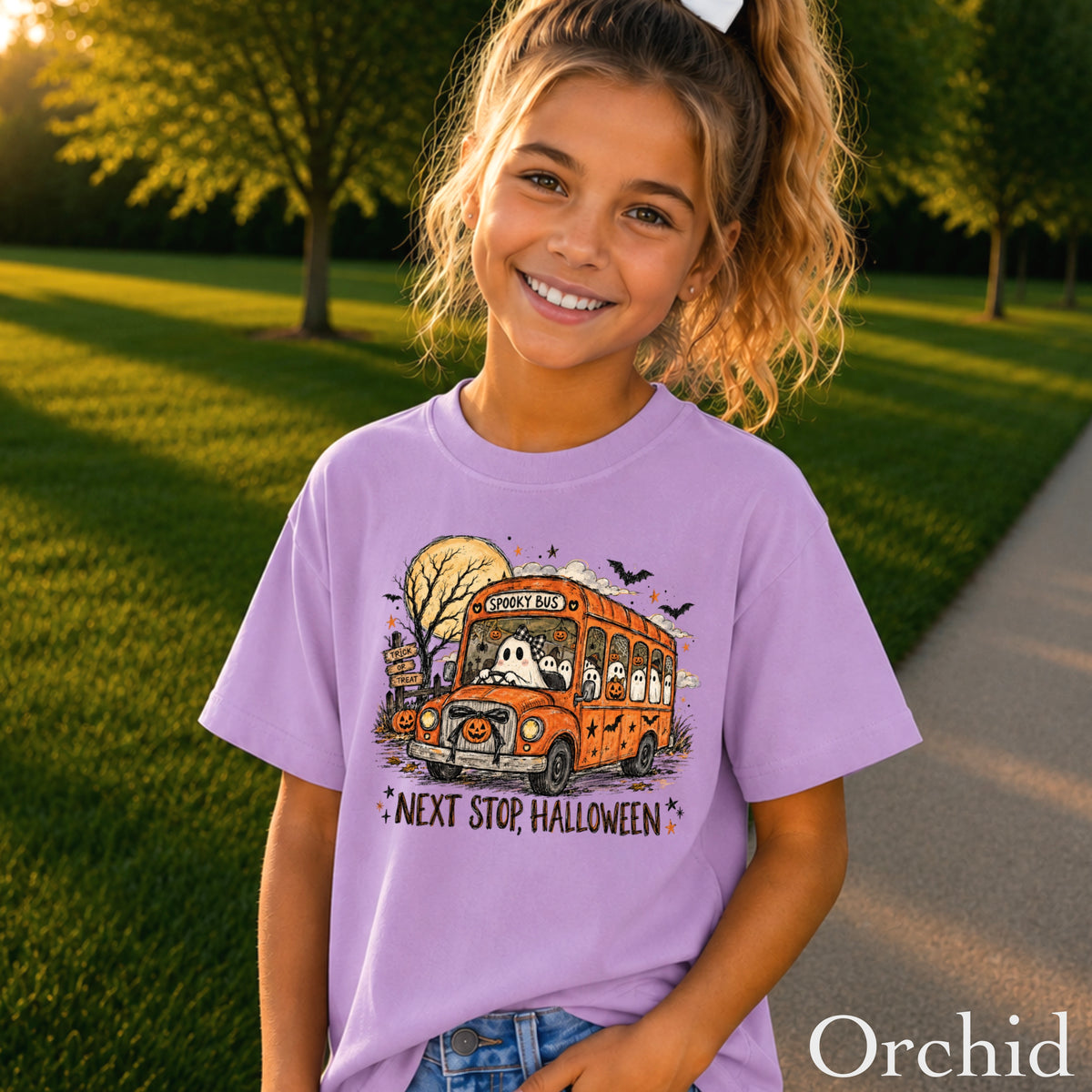 Next Stop Halloween Youth Comfort Color T-Shirt