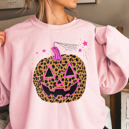Leopard Pumpkin Halloween Crewneck Sweatshirt