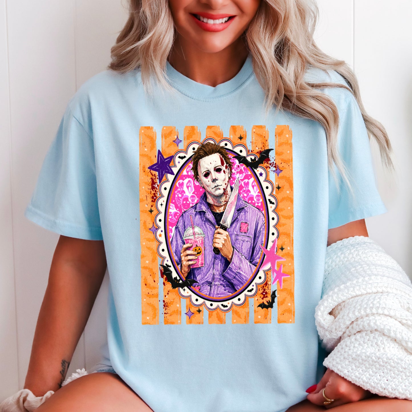 Horror Film Character Halloween Comfort Color Graphic Tee