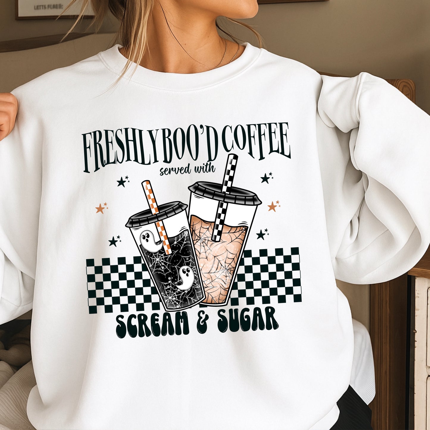 Freshly Boo’d Coffee Halloween Crewneck Sweatshirt
