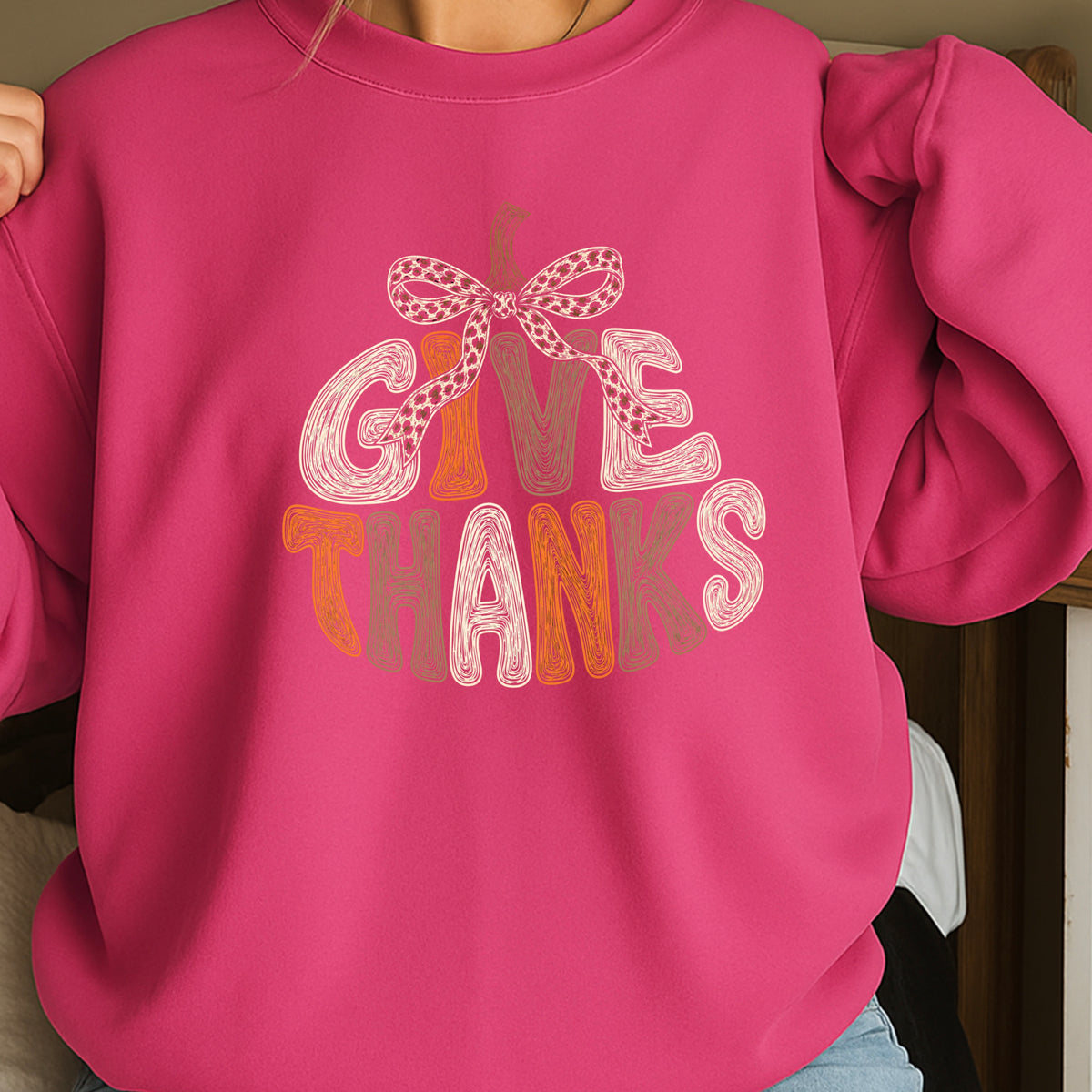 Give Thanks Thanksgiving Crewneck Sweatshirt