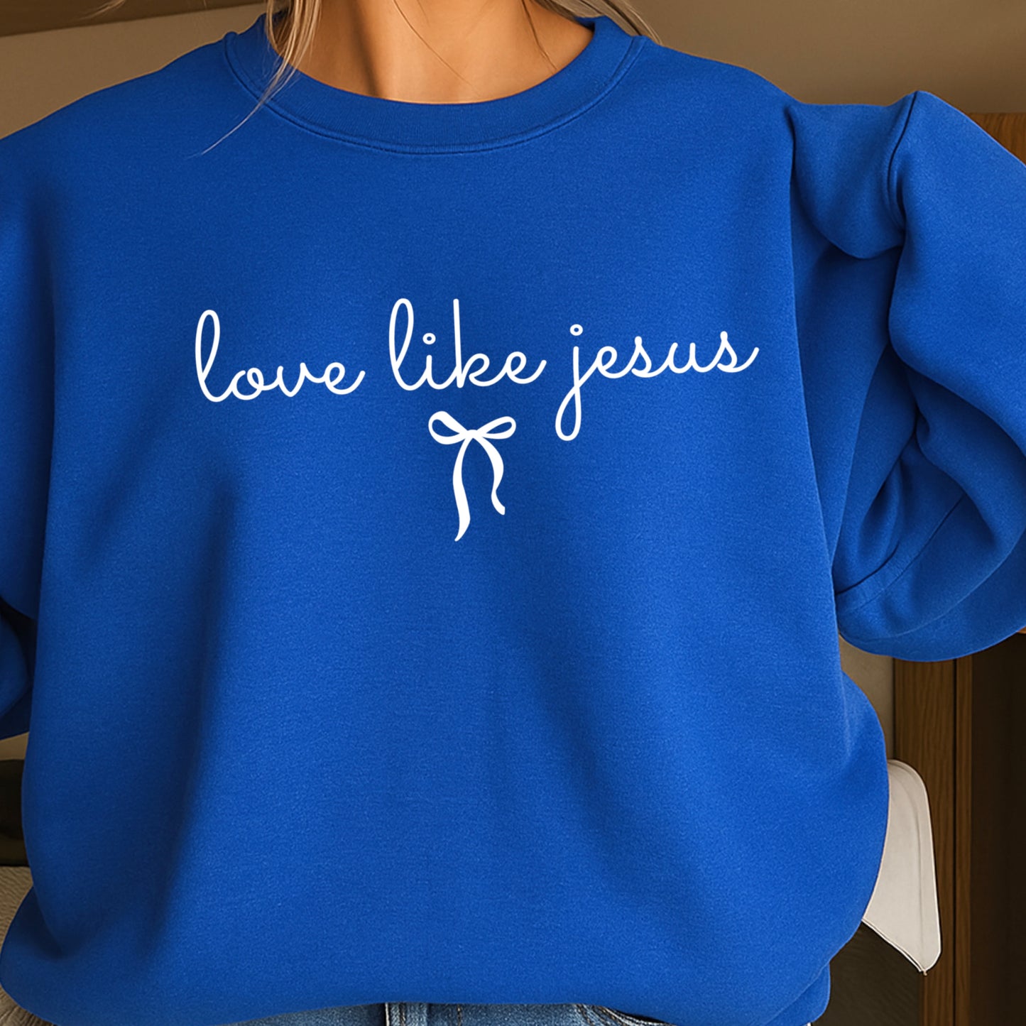 Love Like Jesus Christian Graphic Crewneck Sweatshirt