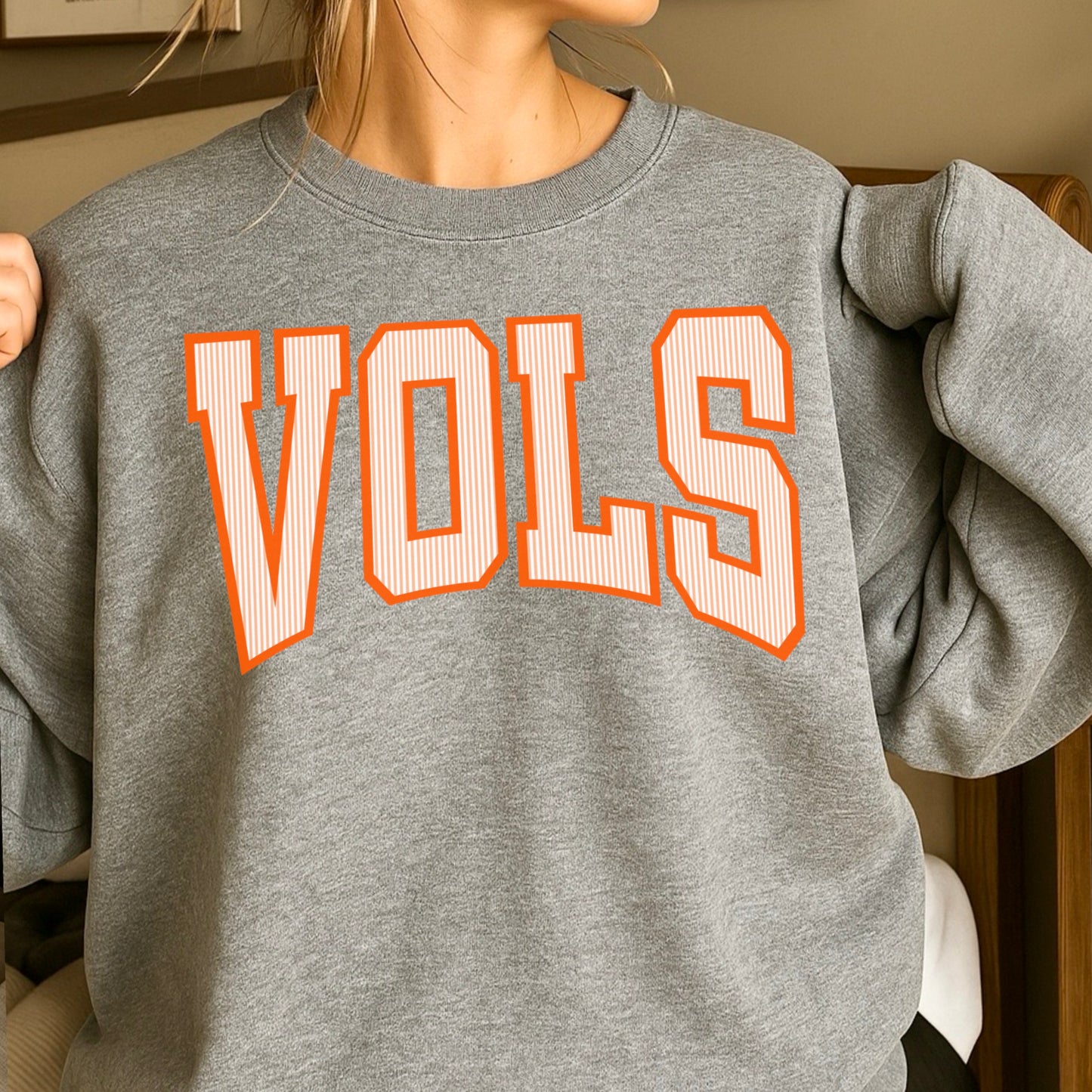 Orange & White College Game Day Crewneck Sweatshirt