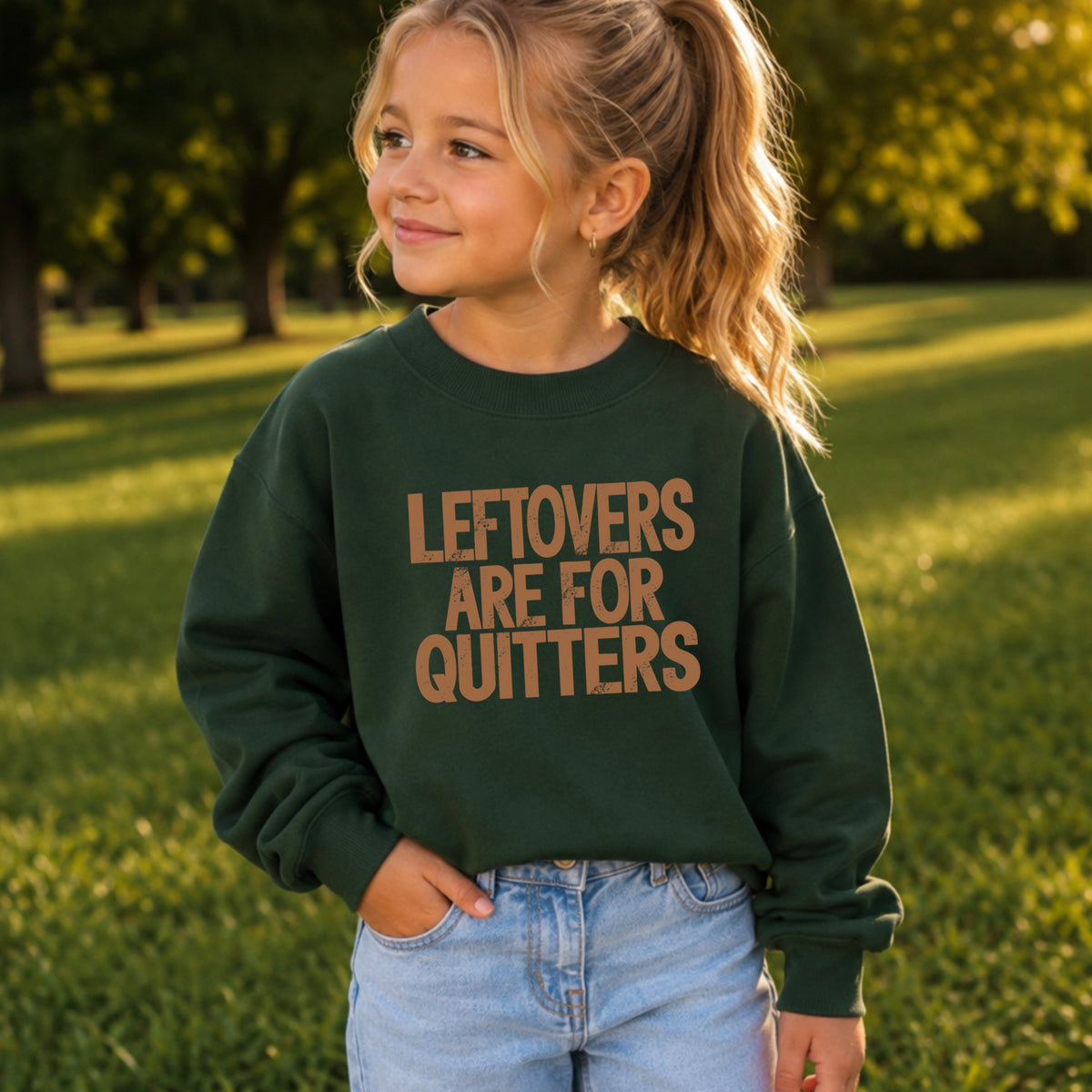 Leftovers Are For Quitters Youth Crewneck Sweatshirt