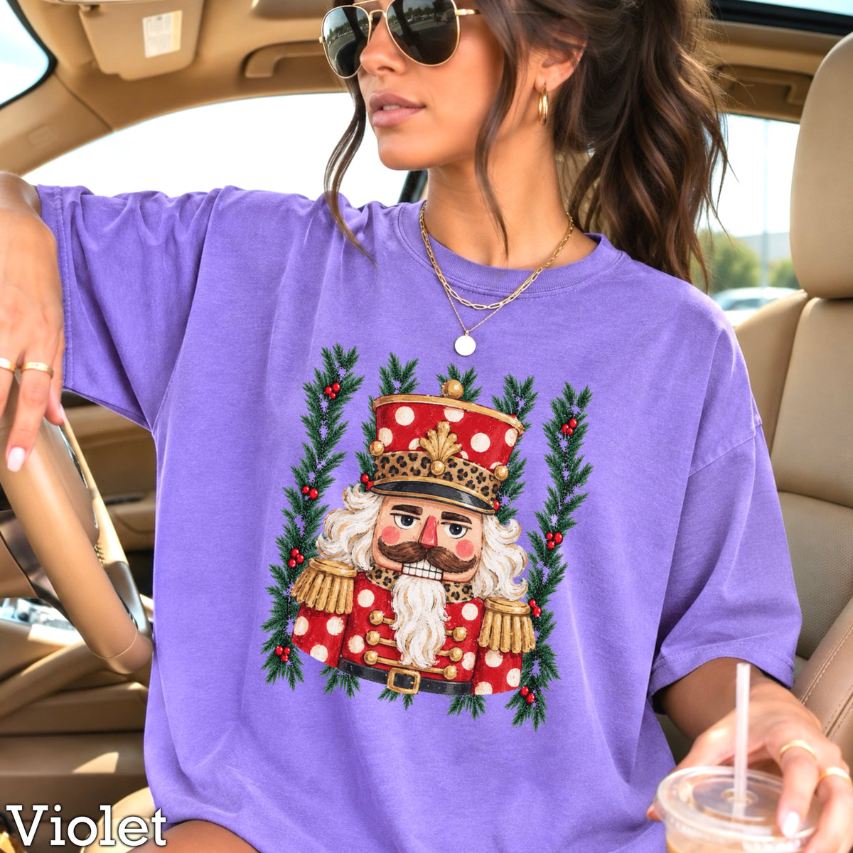 Preppy Nutcracker Christmas Comfort Color Graphic Tee