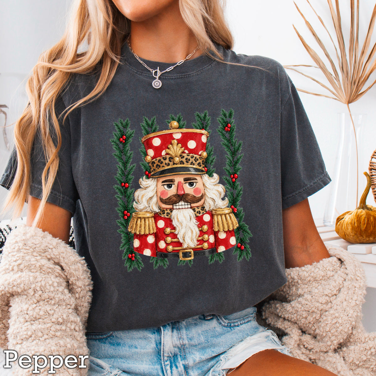 Preppy Nutcracker Christmas Comfort Color Graphic Tee