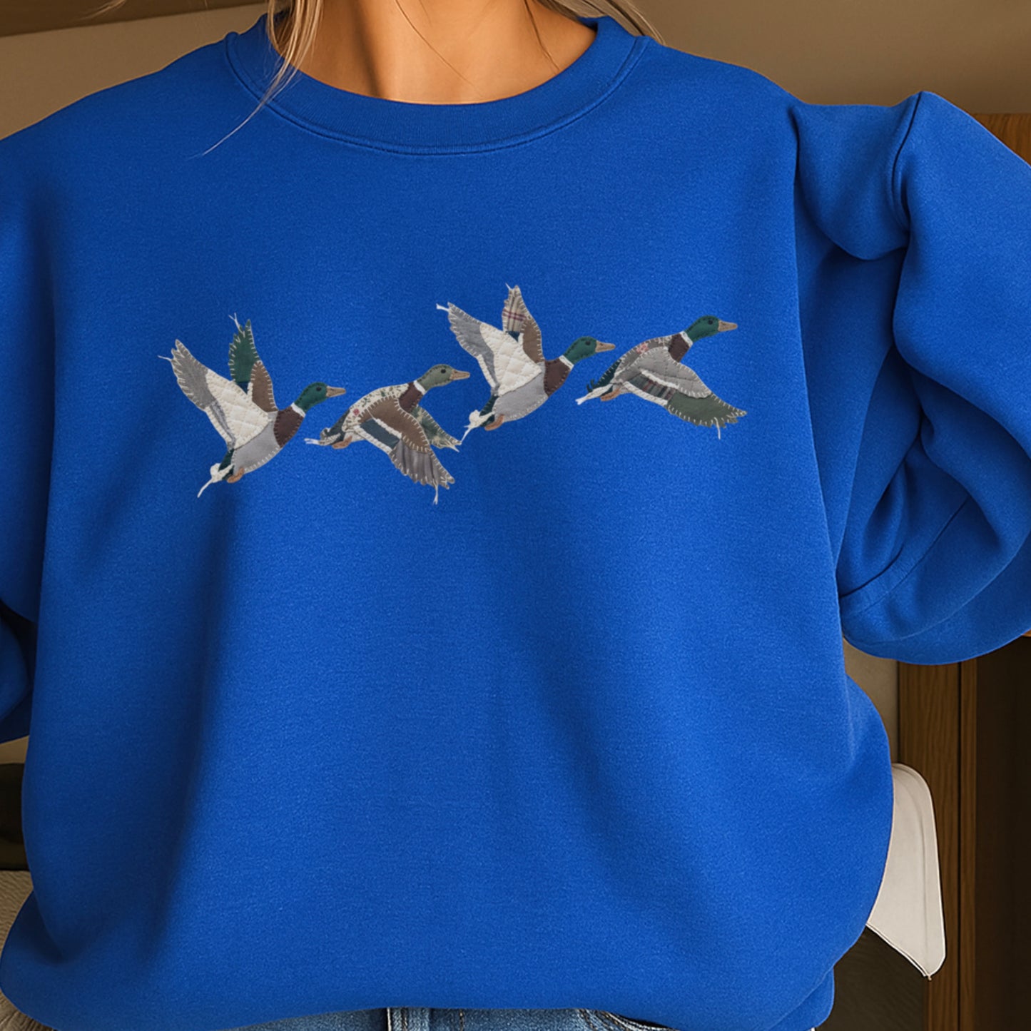 Patchwork Mallard Ducks Crewneck Sweatshirt