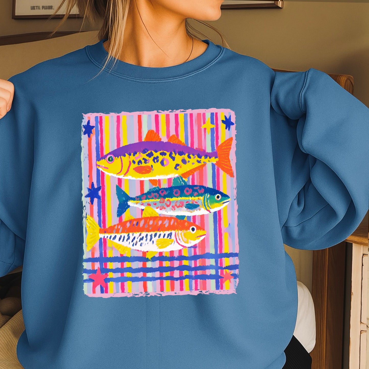 Preppy Fish Crewneck Sweatshirt