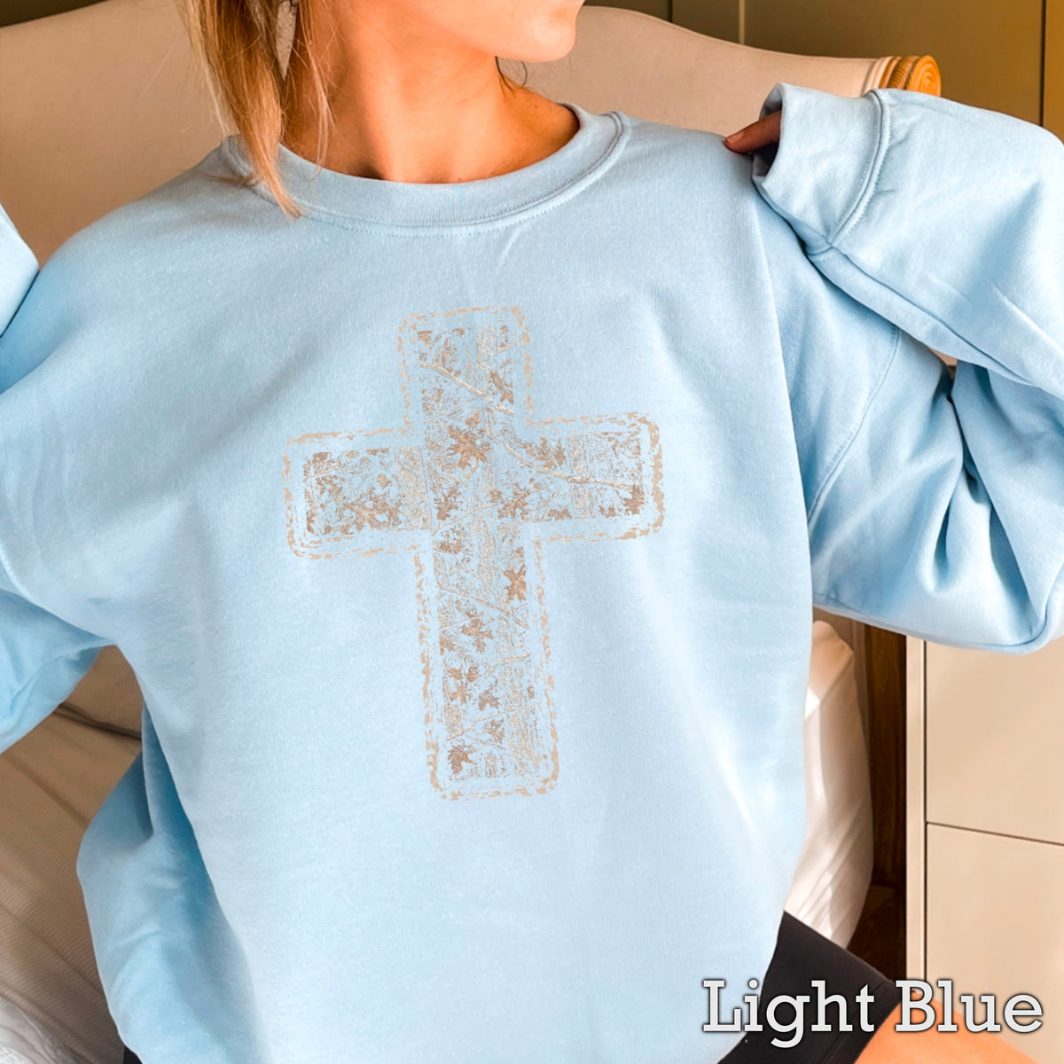 Camo Cross Christian Crewneck Sweatshirt