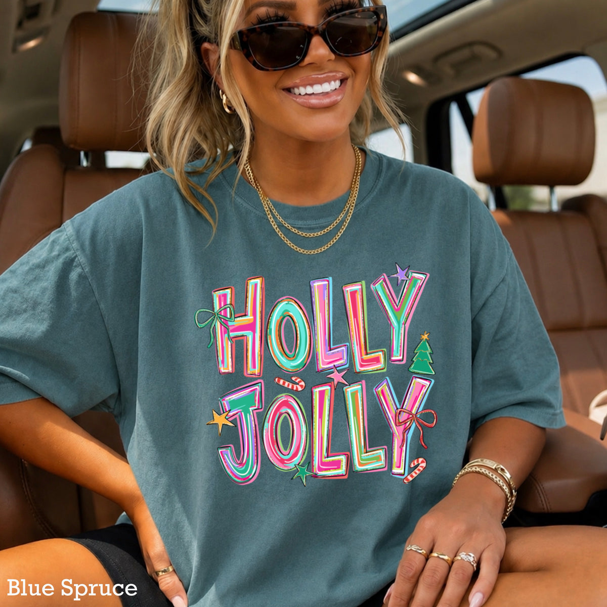 Holly Jolly Christmas Comfort Color Graphic Tee