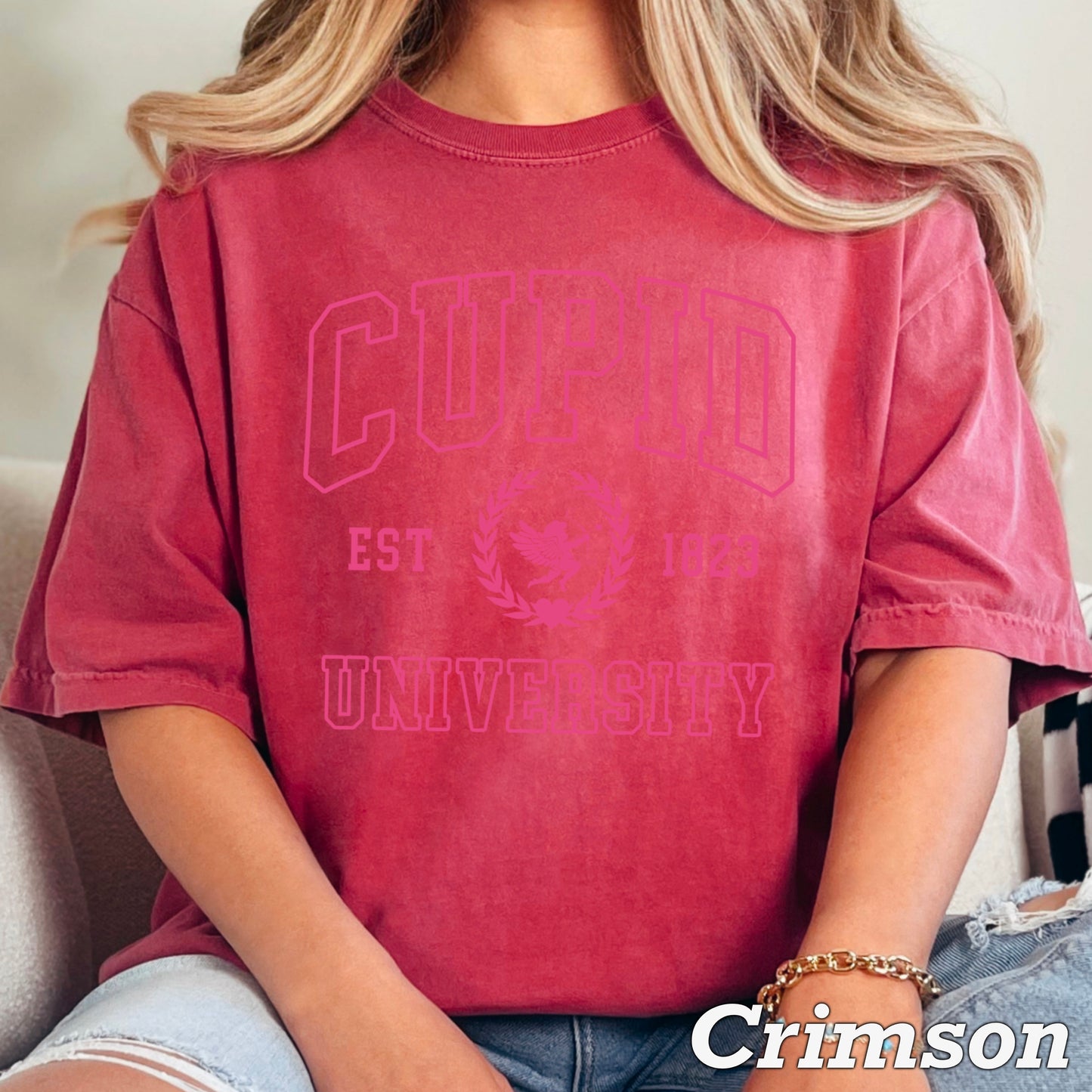 Cupid University Valentine’s Day Comfort Color Graphic Tee