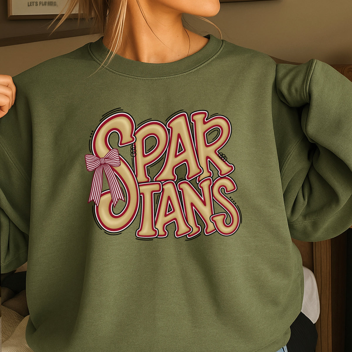 Spartans Coquette Bow Crewneck Sweatshirt