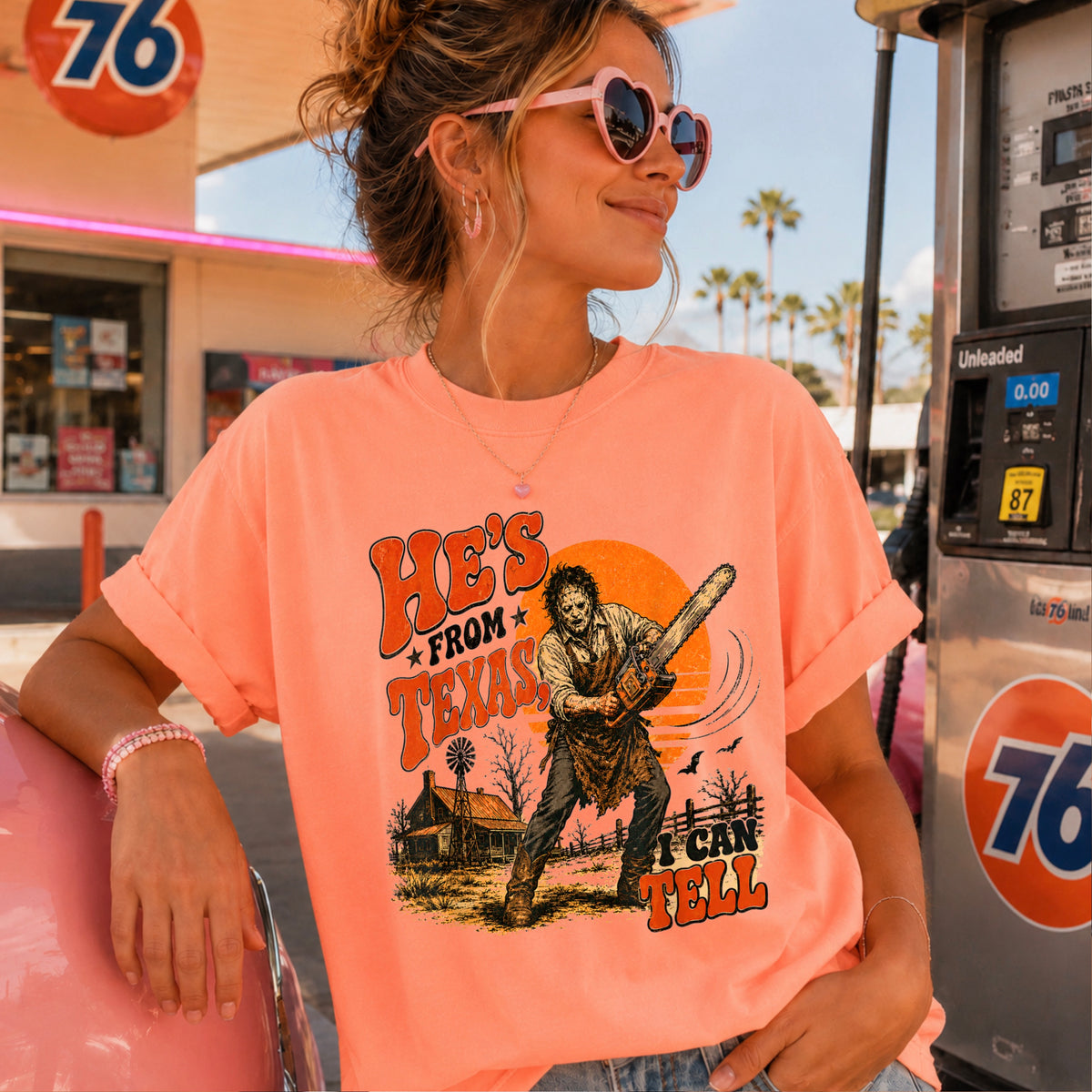 He’s From Texas Halloween Comfort Color Graphic Tee