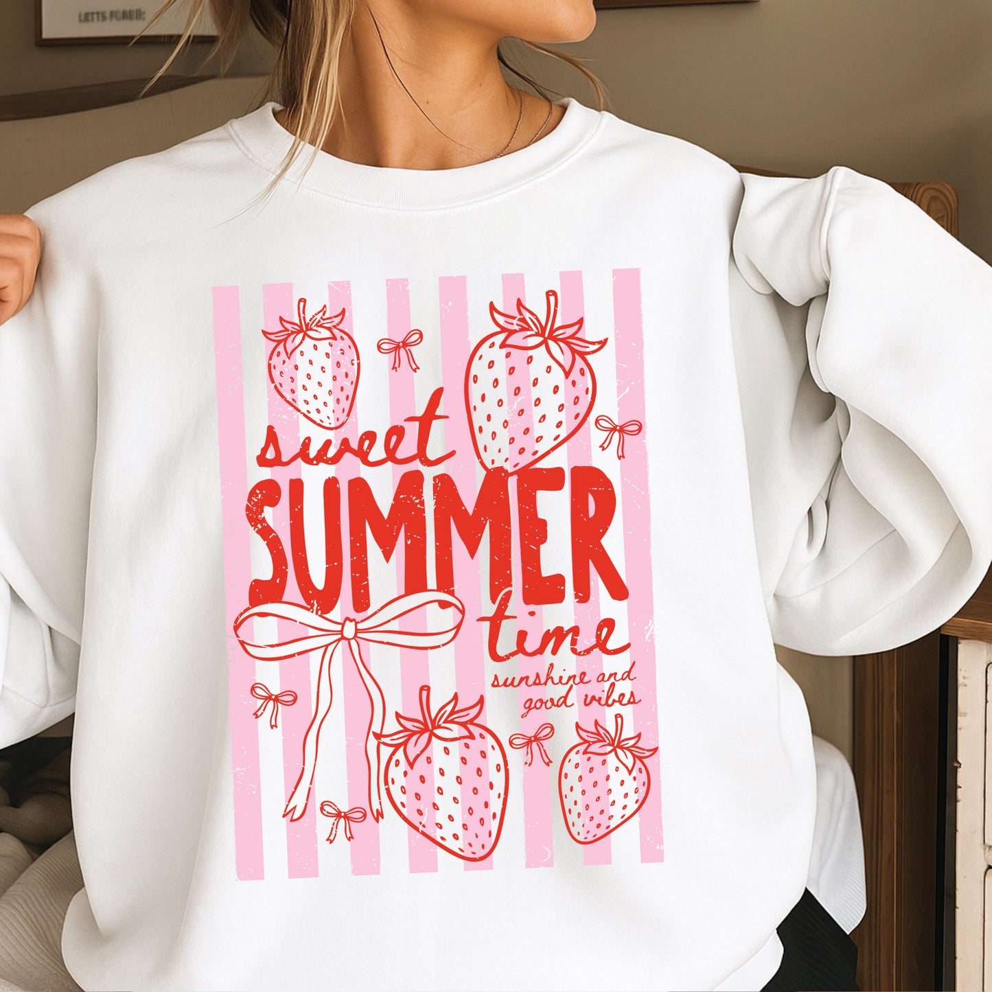 Sweet Summertime Strawberry Crewneck Sweatshirt
