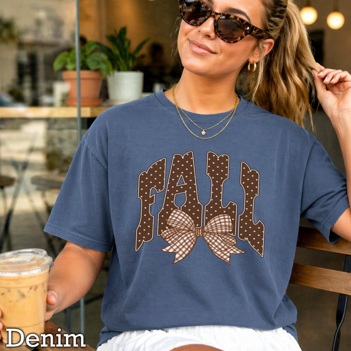 Fall Gingham Comfort Color Graphic Tee