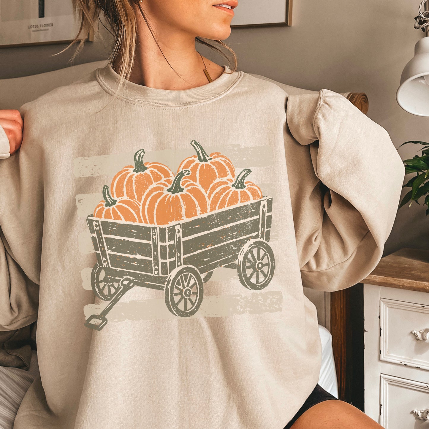 Pumpkin Wagon Fall Crewneck Sweatshirt