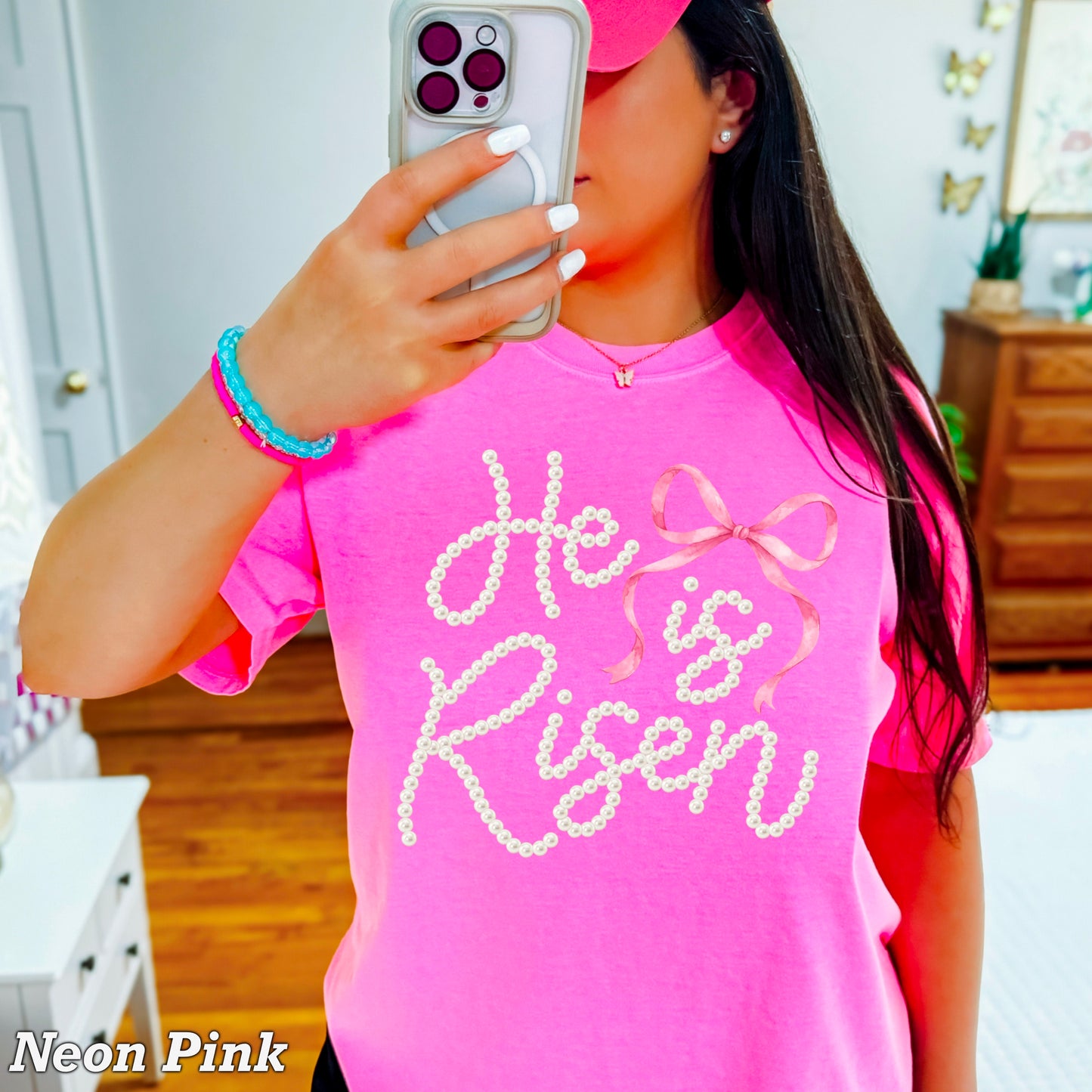He Is Risen Easter Comfort Color Graphic Tee