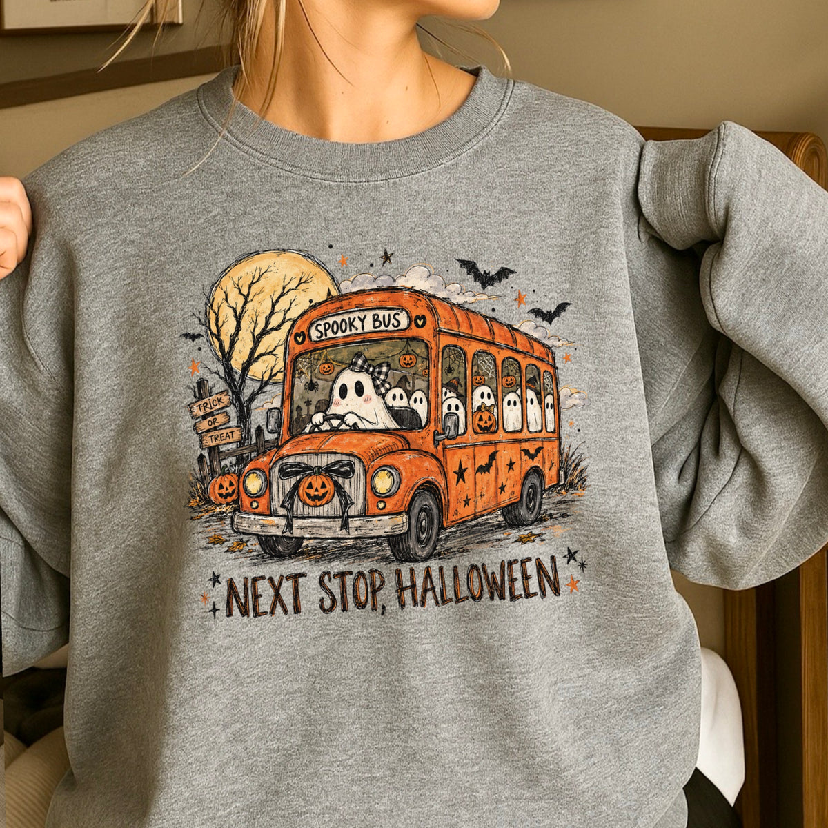 Next Stop Halloween Crewneck Sweatshirt