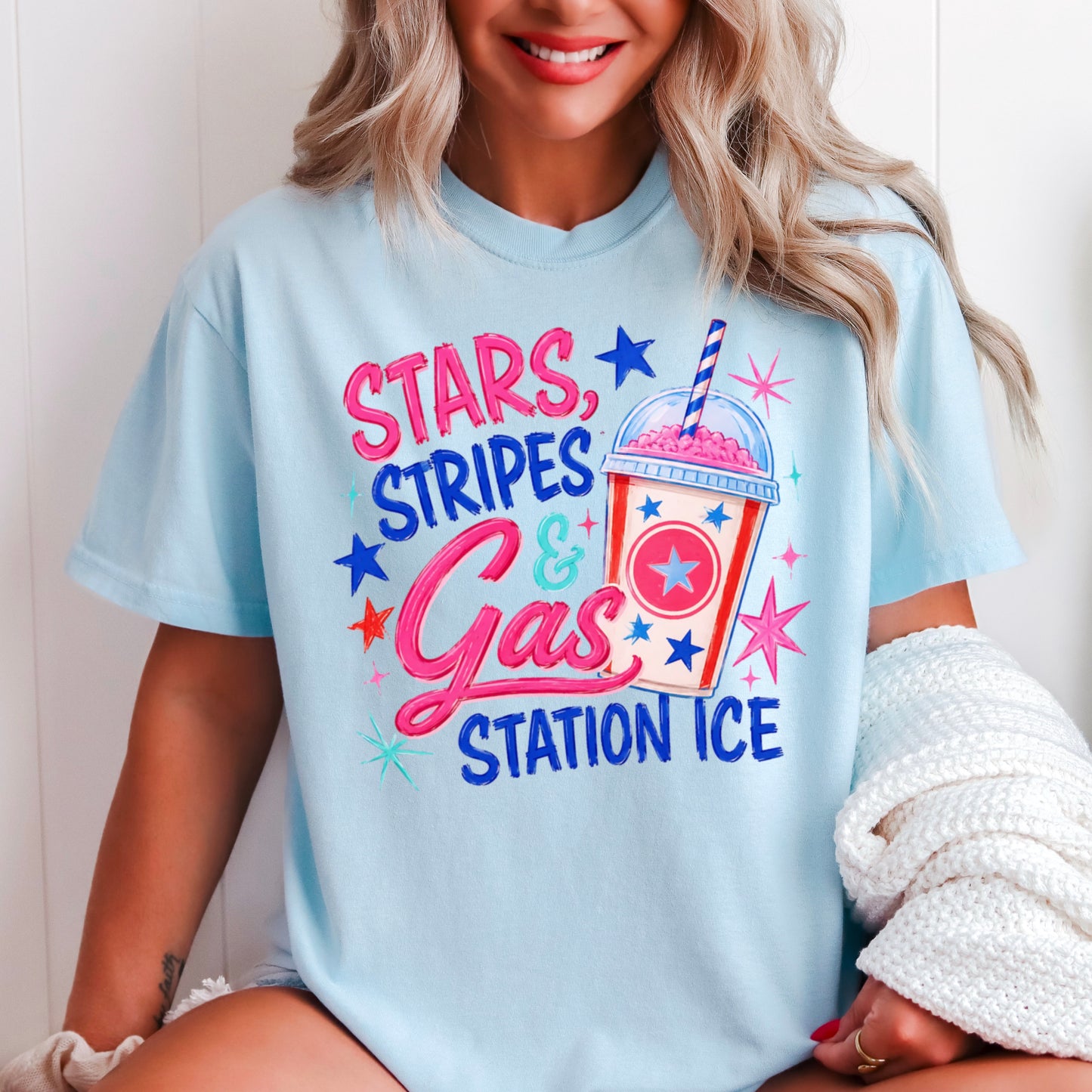 Stars Stripes & Gas Station Ice Comfort Color Graphic Tee