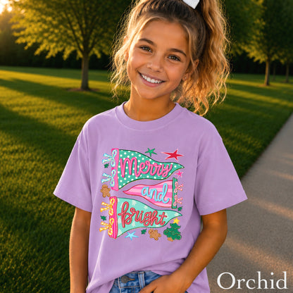 Merry & Bright Christmas Youth Comfort Color T-Shirt