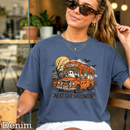 Next Stop Halloween Comfort Color Graphic Tee