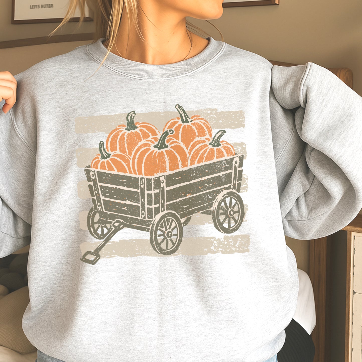 Pumpkin Wagon Fall Crewneck Sweatshirt