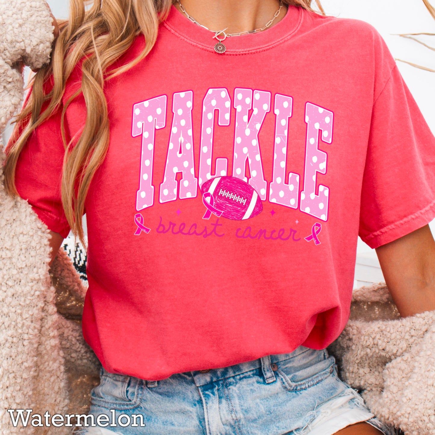 Tackle Breast Cancer Comfort Color Graphic Tee
