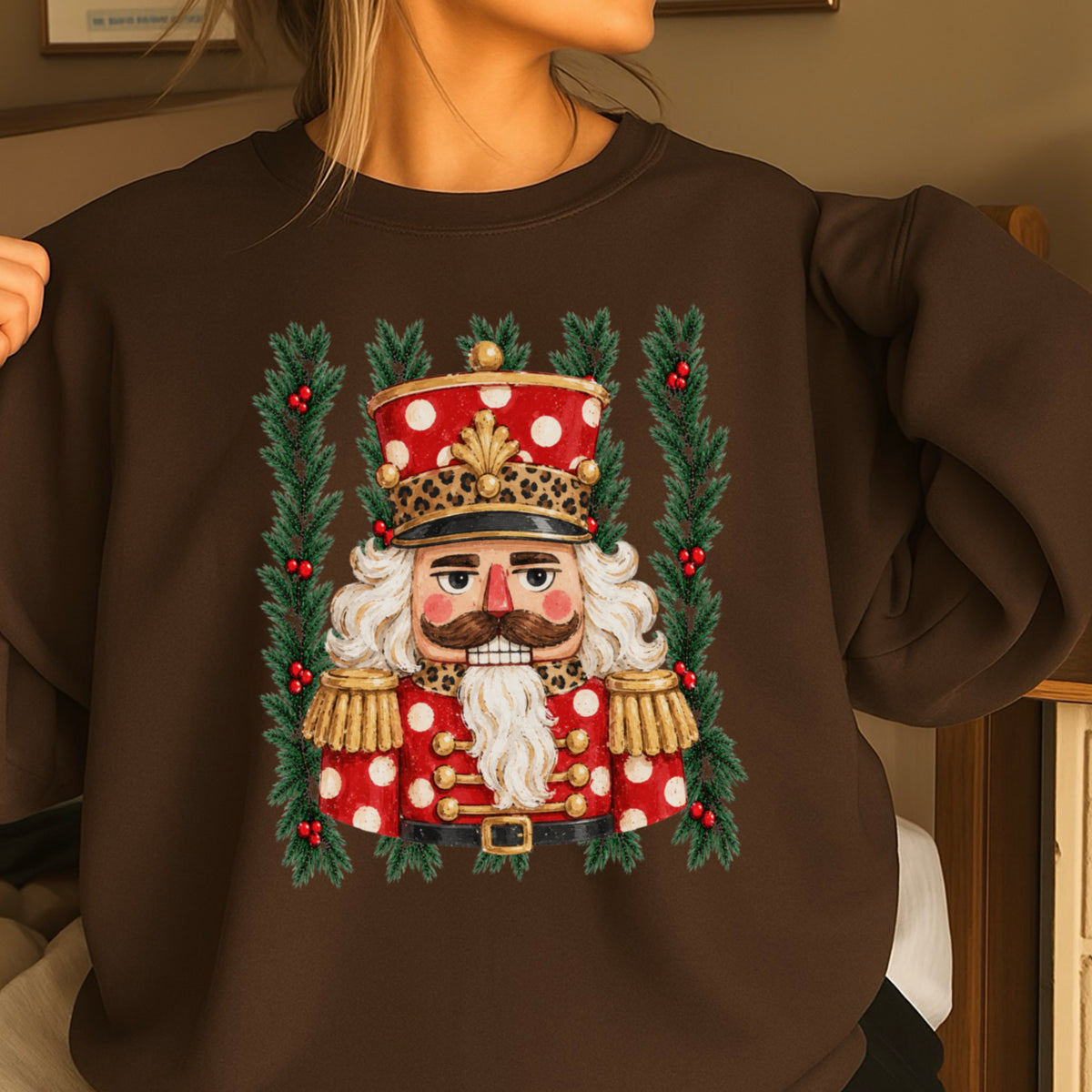 Preppy Nutcracker Christmas Crewneck Sweatshirt