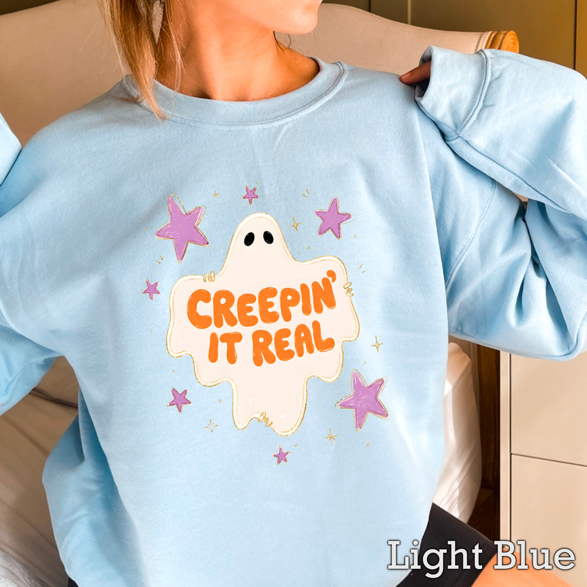 Creepin It Real Halloween Crewneck Sweatshirt