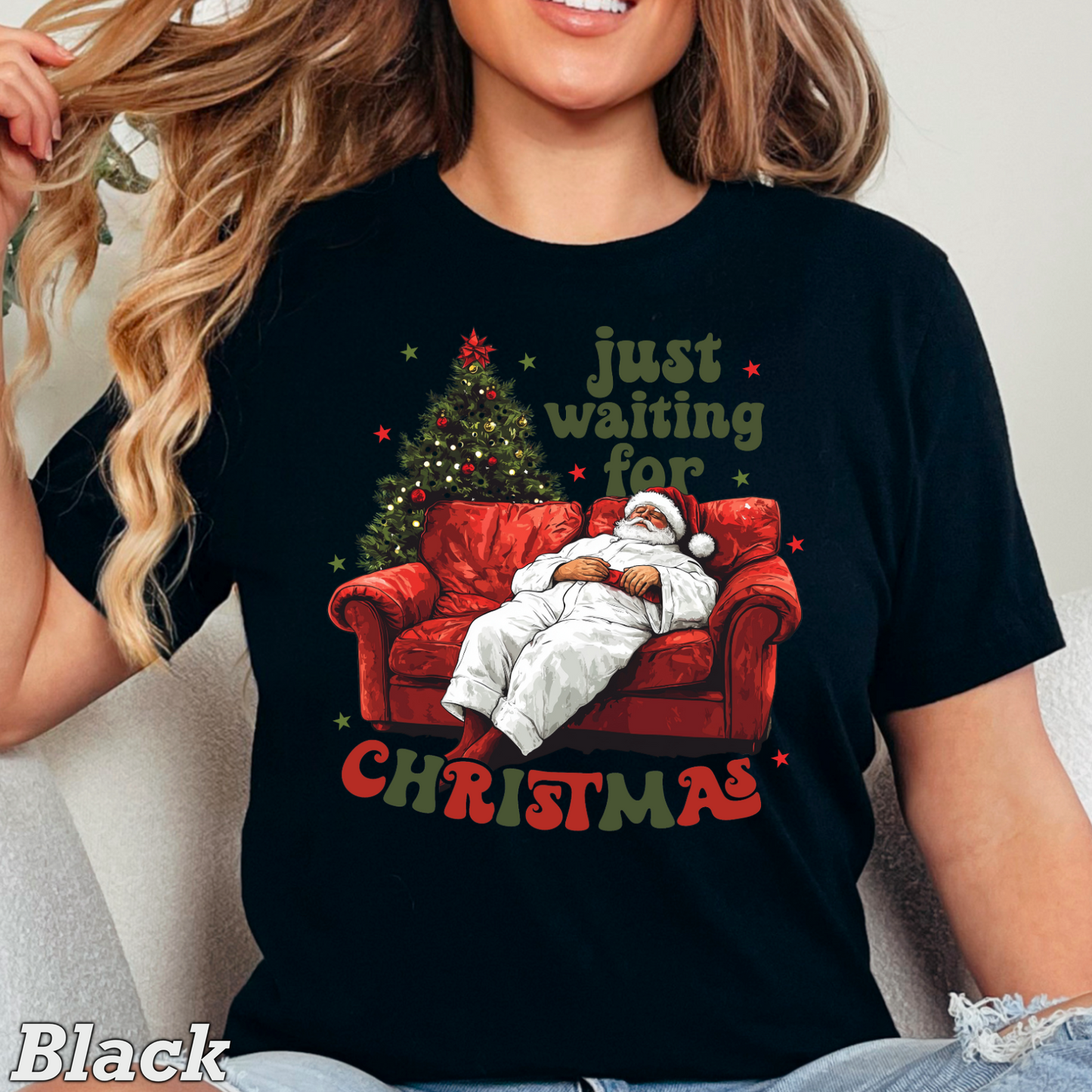 Just Waiting For Christmas Comfort Color Graphic Tee