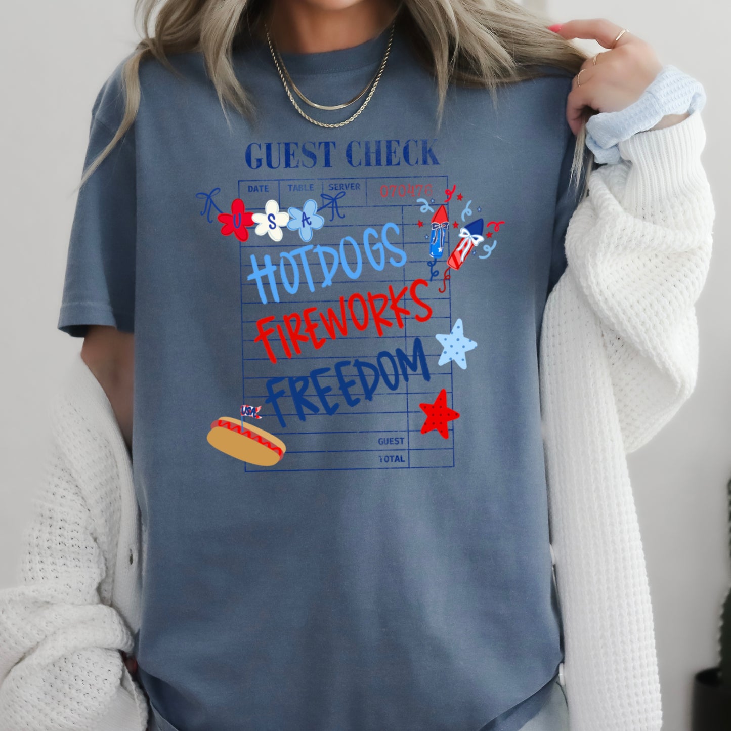 Guest Check July 4th Comfort Color Graphic Tee