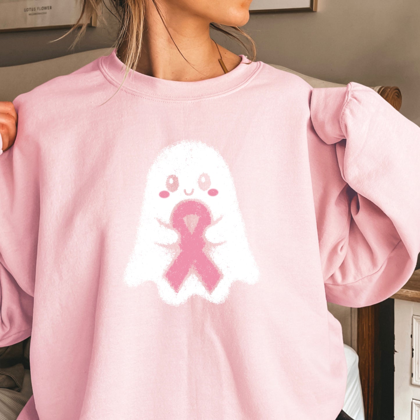 Breast Cancer Ghost Crewneck Sweatshirt