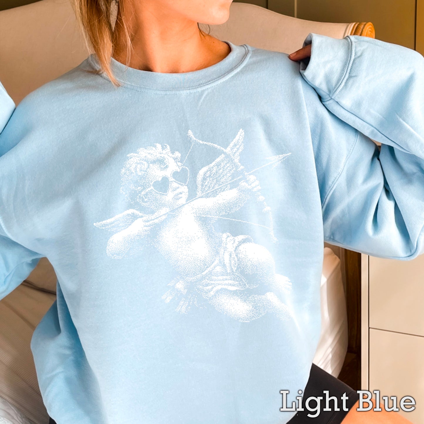 Halftone Cupid Valentine’s Day Crewneck Sweatshirt
