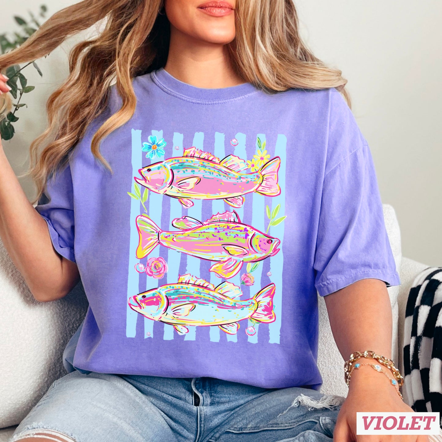 Fish Trio Comfort Color Graphic Tee